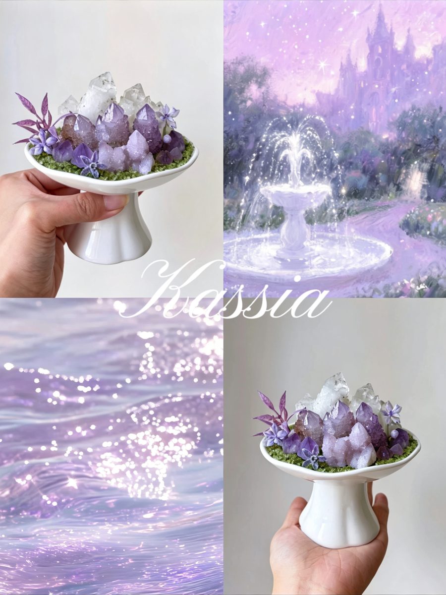 Twilight Sanctum — Amethyst & Clear Quartz Crystal Altar | Handmade Gemstone Sanctuary for Intuition & Restful Sleep
