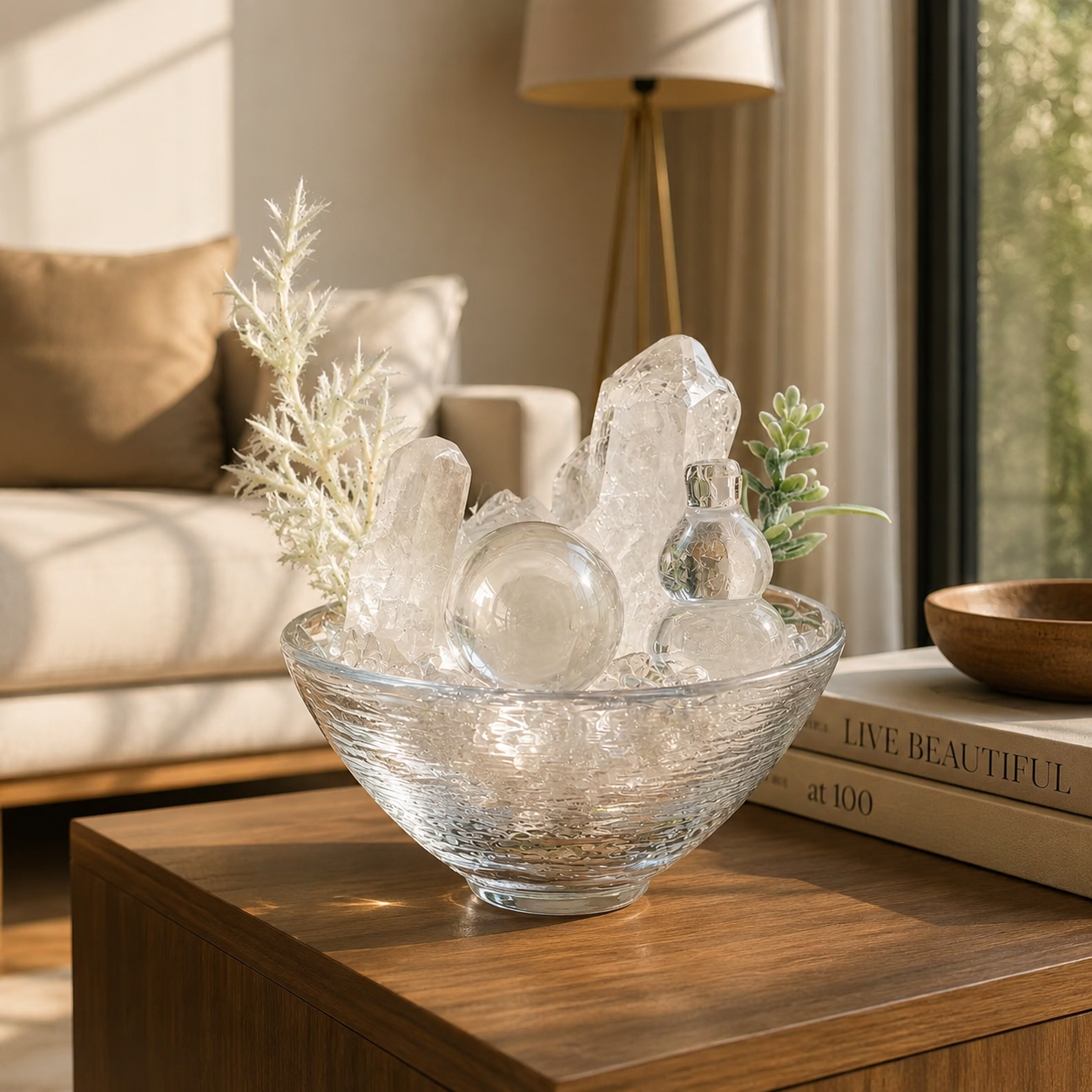 Snowlight Clarity Crystal Garden | Clear Quartz Glass Bowl Décor