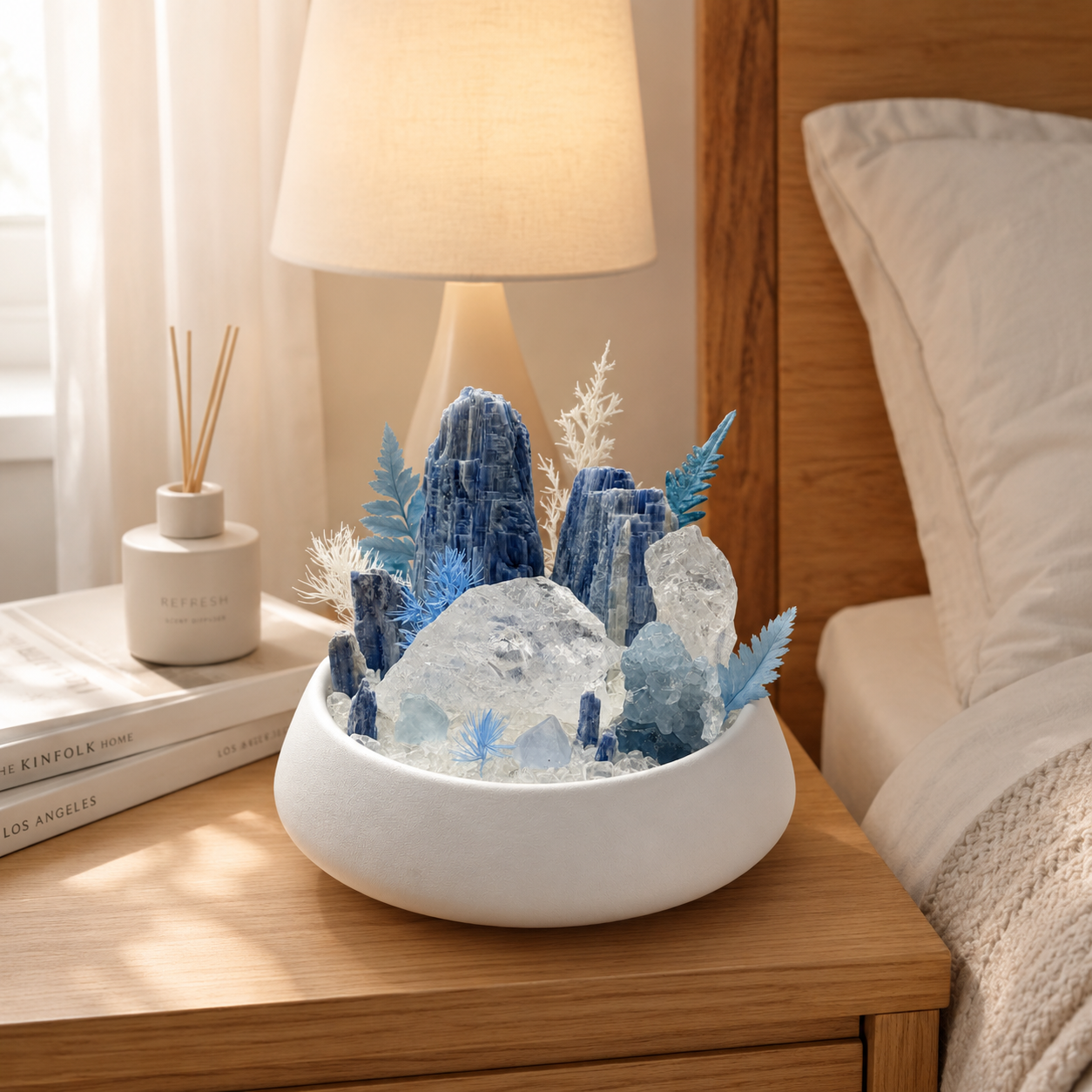 Glacial Blue Crystal Garden | Blue Crystal & Clear Quartz Bowl Décor