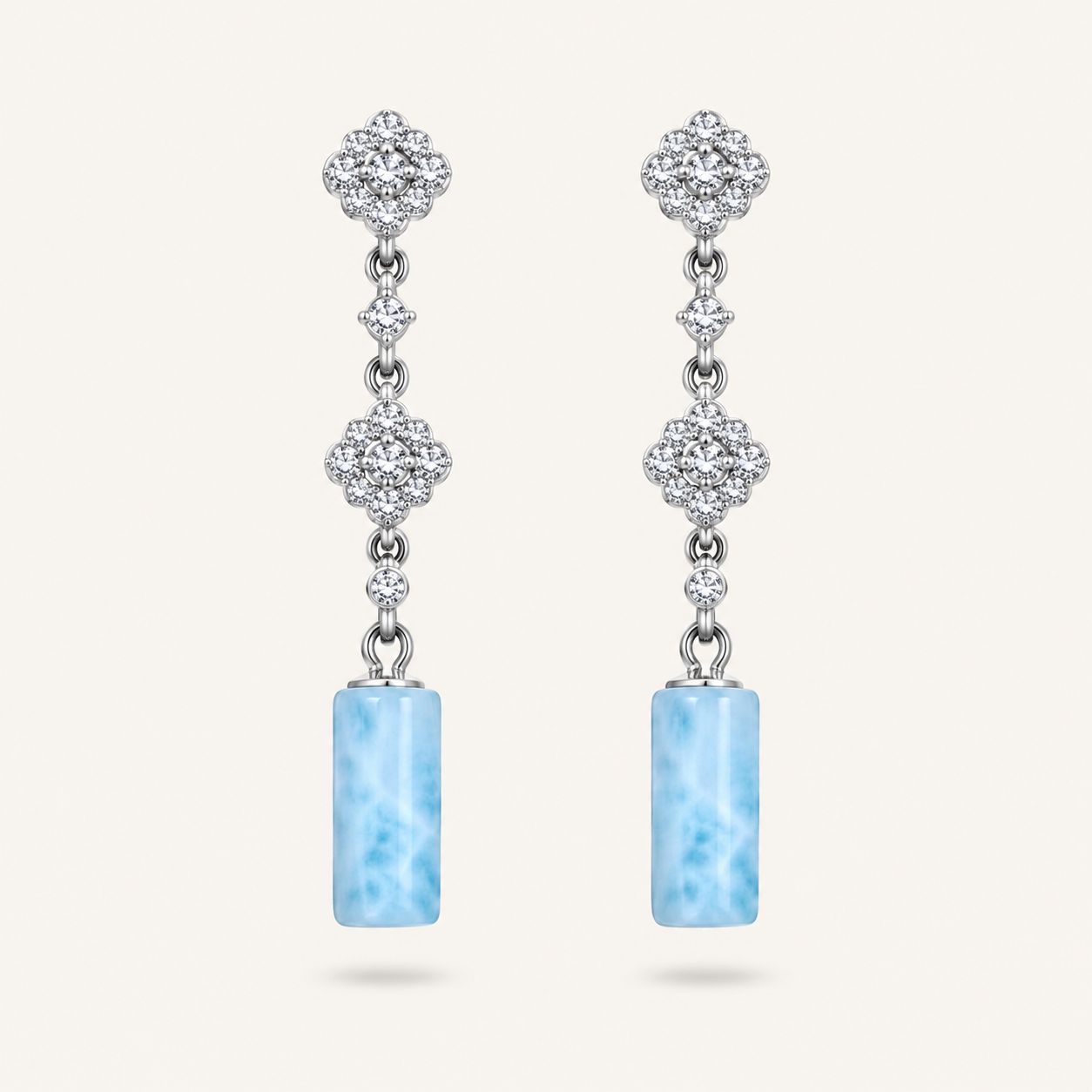 Larimar Earrings in 925 Sterling Silver