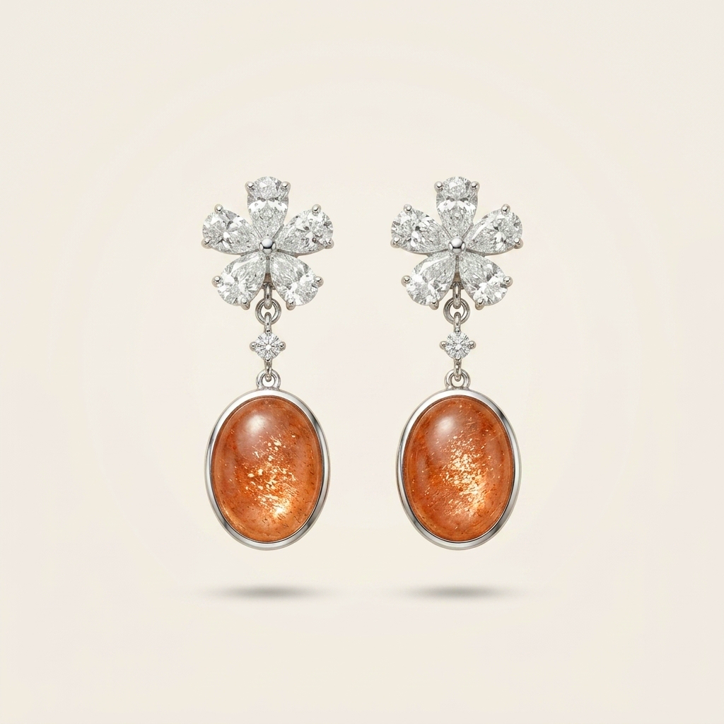 Sunstone Earrings in 925 Sterling Silver