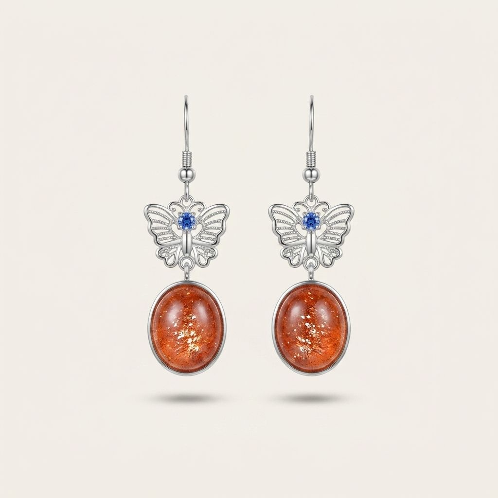 Sunstone Earrings in 925 Sterling Silver