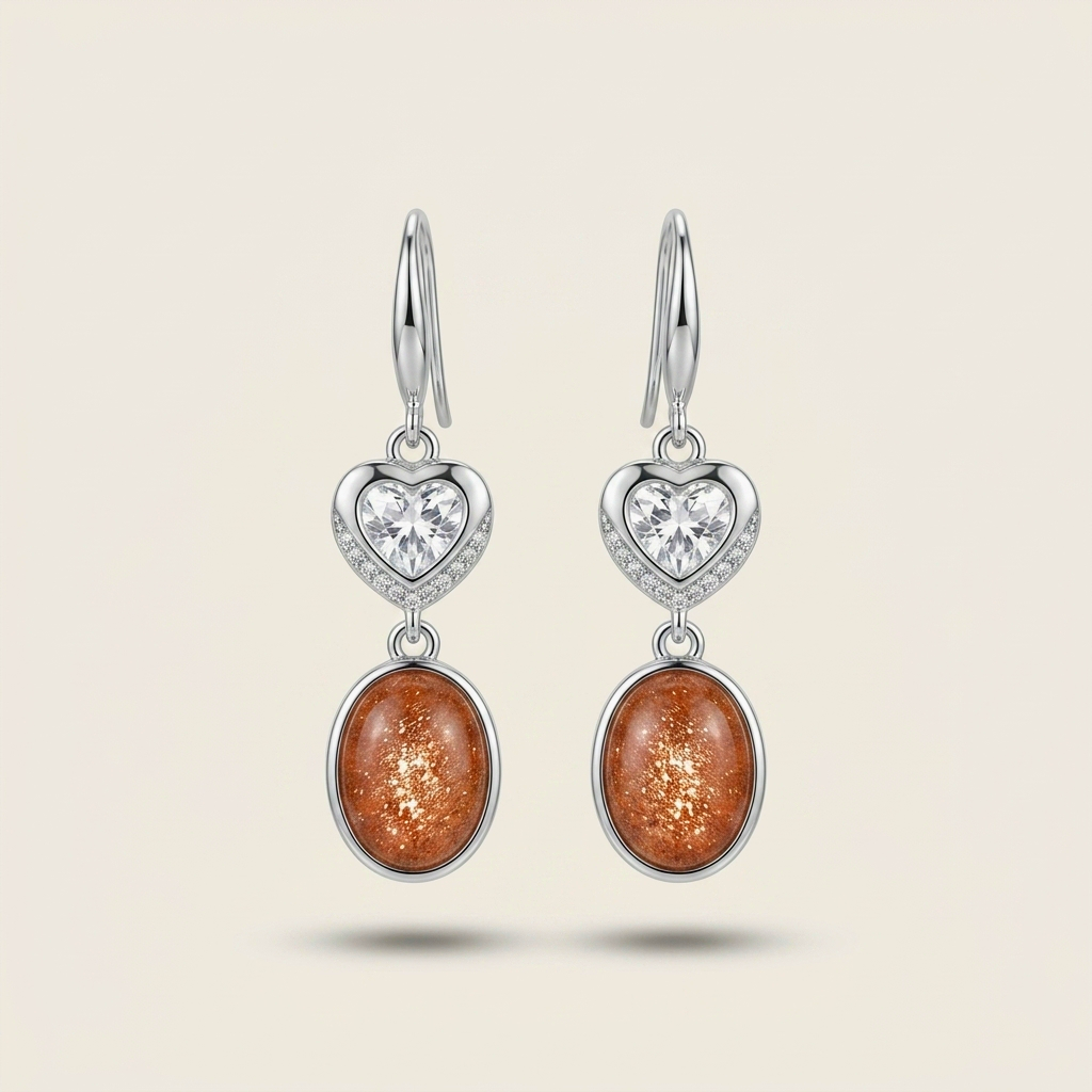 Sunstone Earrings in 925 Sterling Silver