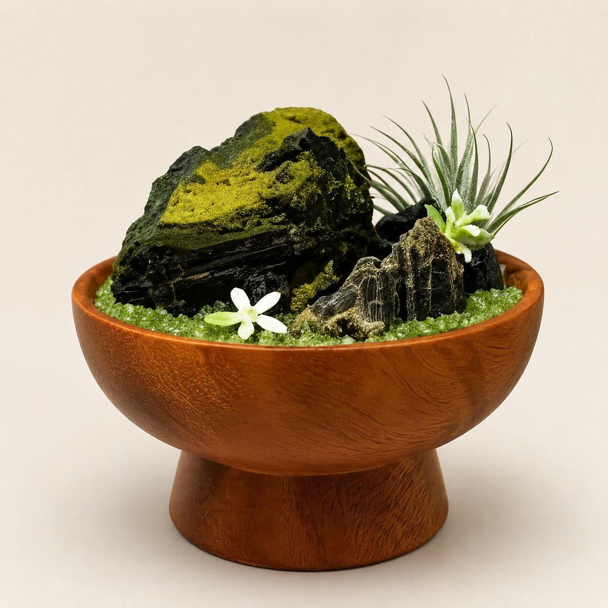 Verdant Sanctuary - Epidote and Black Obsidian Crystal Glassware | Handcrafted for Protection and Enrichment | Kassia